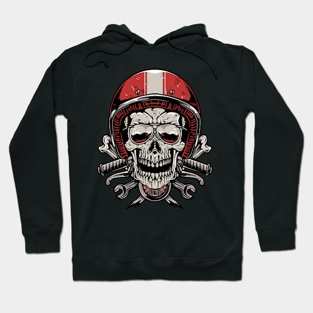 Skull Biker Hoodie by quilimo